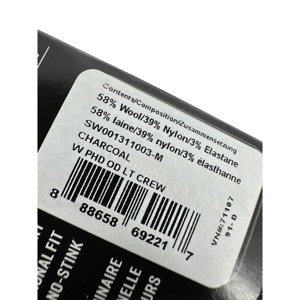 Smartwool Socks Womens M Charcoal PhD Outdoor Light Cushion Crew Merino Wool NWT